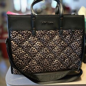 Betsey Johnson Leopard Print Quilted Shoulder Bag